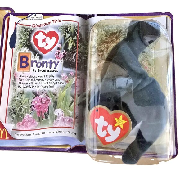 McDonald's Ty Dinosaur Trio Teenie Beanie Babies ~ Rex Steg Bronty ~ New in Box - Picture 3 of 7
